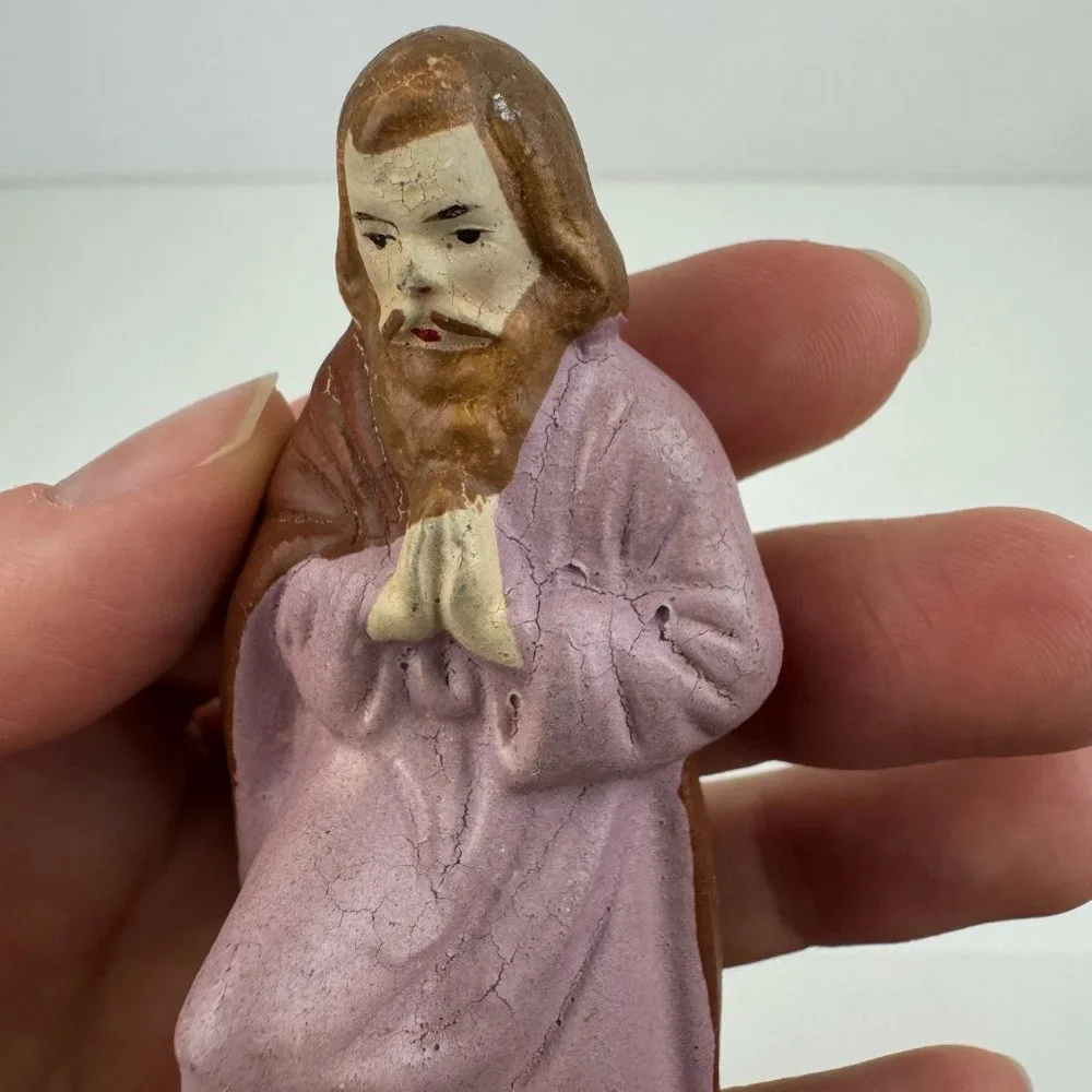 Vtg Nativity Manger Joseph Christmas Replacement Paper Mache Delicate‎ Germany